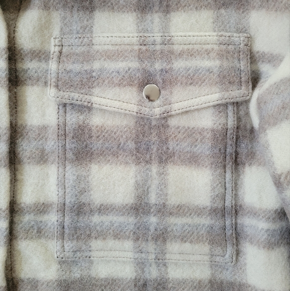 SEZANE ANNELINE PLAID WOOL JACKET SHACKET - Picture 5 of 8